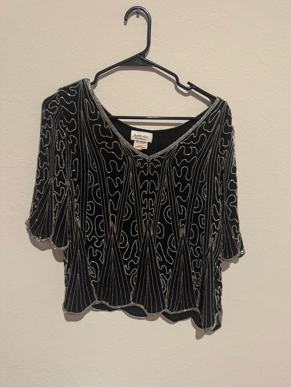 Embellished Black Beaded Evening Blouse - Picture 3 of 3